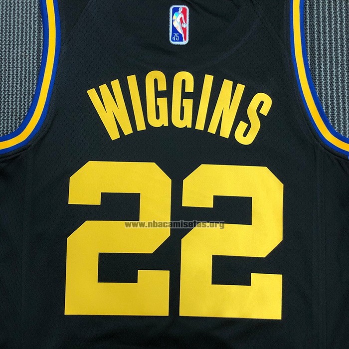 Camiseta Golden State Warriors Andrew Wiggins NO 22 Ciudad 2021-22 Negro